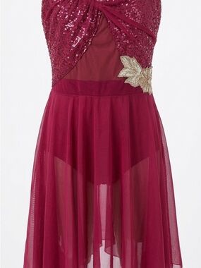 Tenth House Wine Pink Sequin Asymmetrical Lyrical Dance Dress Adult Large